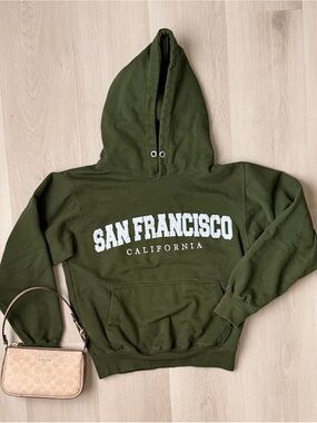 Olive Green San Francisco California Graphic Pullover Hoodie